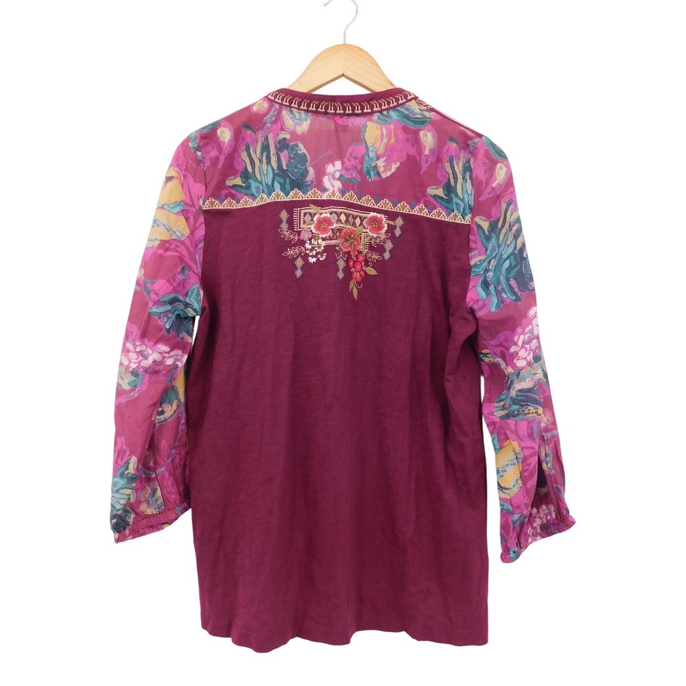 Sundance Purple Embroidered Floral Cotton Silk Blend Tunic Top Womens Medium NWT - Picture 2 of 4